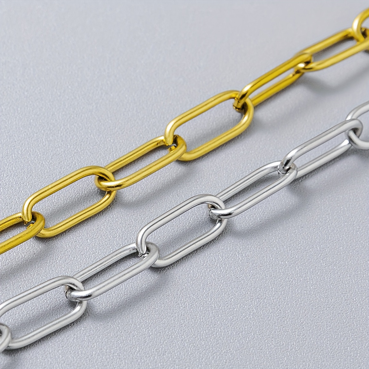 Men's Golden Paperclip Bracelet Stainless Steel Adjustable Chain Link Closure